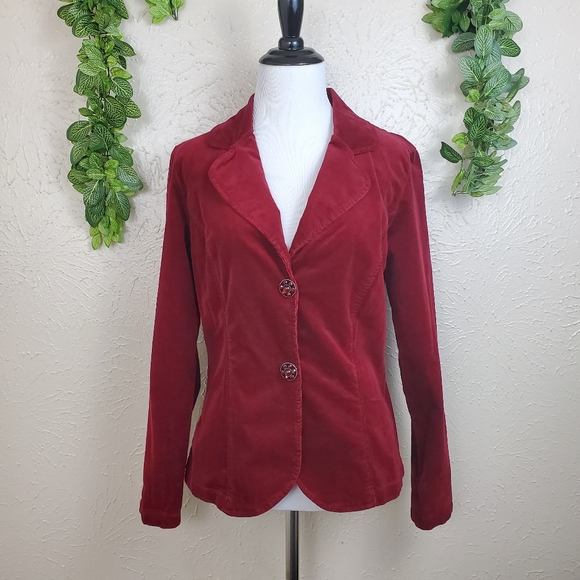 Live a Little Jackets & Blazers - Live A Little ox blood red velvet button up blazer
